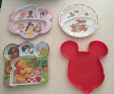 Lot Of 4 Fun Character Toddler Plastic Plates Used Good Condition