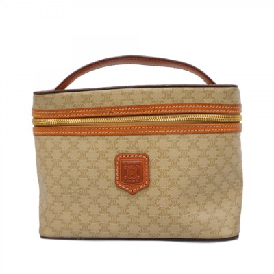Celine Vanity Bag in Beige Macadam PVC with Gold Hardware | eBay