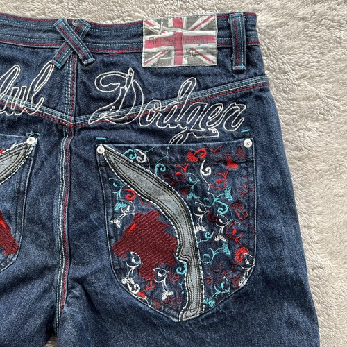 Vintage Y2K Artful Dodger Jeans Men’s Size 32 (Act 34) Blue Embroidered Baggy - Bild 5 von 20