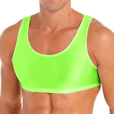 DE Herren Sport BH Tanktop Glossy Training Cropped Tank Top Ärmellose Weste Tops