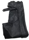 Black Leather Motorcycle Chaps Medium With Adjustable Waist & Snap Closures