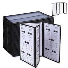 WeChef 30 Pcs Menu Covers Trifold for 8.5x14" 3 Page 6 View  4.25x14" Half Page