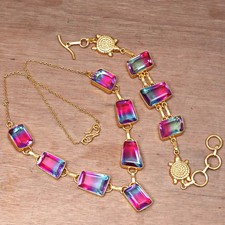 Bijoux collier bracelets en plaqué or 14 carats Bio-Tourmulian18-20''