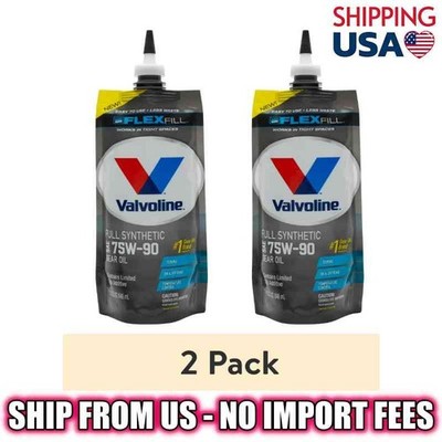(2 pack) Valvoline Flex Fill 75W-90 Full Synthetic Gear Oil 1 QT Squeeze Pouch