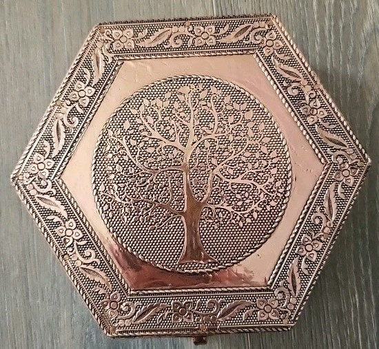 Stone The Crows Hexagonal Copper Jewellery Box