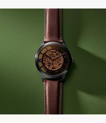 NEW Fossil Townsman Automatic Skeleton Black Dial 44mm Leather