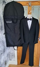 DOBELL MENS 3PC REG FIT TUXEDO DINNER SUIT JKT 36R PANTS 30 X 30 +BOW TIE &COVER