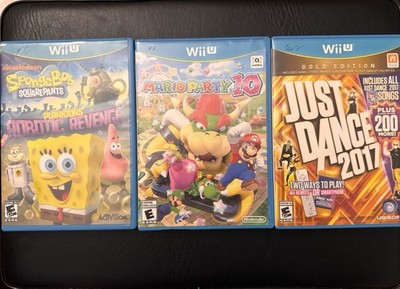 Wii U Lot: Mario Party 10, Just Dance 2017, SpongeBob RR- Tested and Working