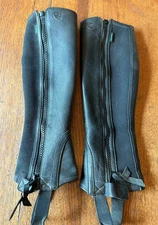 Ariat Breeze Washable Leather Half Chaps, Black, XSM, 17" height
