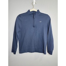Vineyard Vines Kids Blue Whale Logo 1/4 Zip Pullover Sweatshirt Size M 12 14
