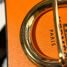 Hermes Scarf Ring Horseshoe Gold Used 38mm Fashion Jewelry