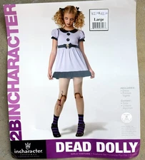 2BINCHARACTER Dead Dolly Girl's Halloween Costume Dress & Tights, All Sizes NEW!