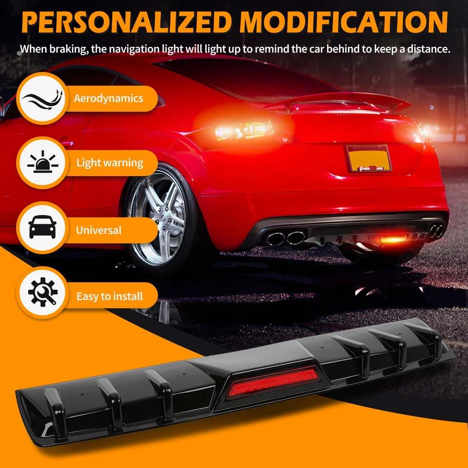 Диффузор Shark спойлер для заднего бампера Volkswagen Tiguan со светодиодным задним стоп-сигналом - Изображение 3 из 4