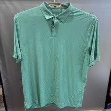 Peter Millar Featherweight UPF 50 Polo Shirt XXL Green Stripe Golf Performance