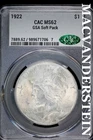 1922 Peace Dollar- Silver- CAC MS62- GSA Soft Pack- No Reserve #SLA880