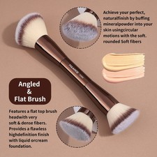 Double Ended Contour Brush Soft Dense Bristles Foundation Powder Blush Ma