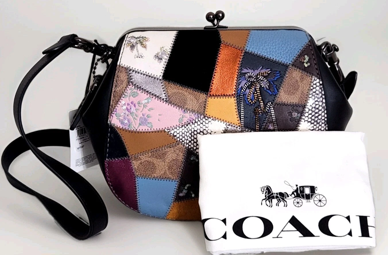 ?BORSA A TRACOLLA COACH FRAME SIGNATURE PELLE PATCHWORK MULTICOLORE SELLA?NUOVA CON ETICHETTE