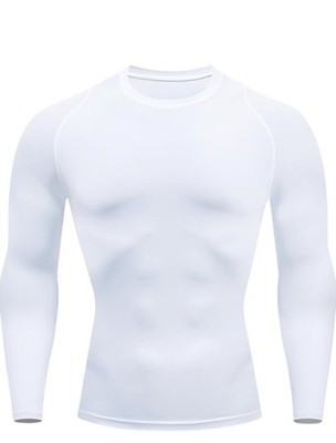 Atmungsaktives Kompressionsshirt Herren Thermo Sport Gym Laufen Gr.M WEISS