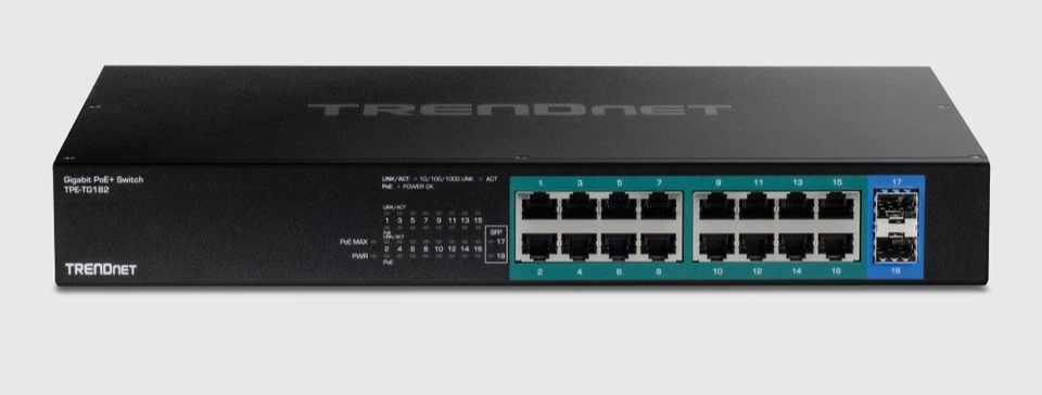 NEW! TRENDnet TPE-TG182 18 Port Gigabit PoE+ Switch SFP+ - Image 3 of 4