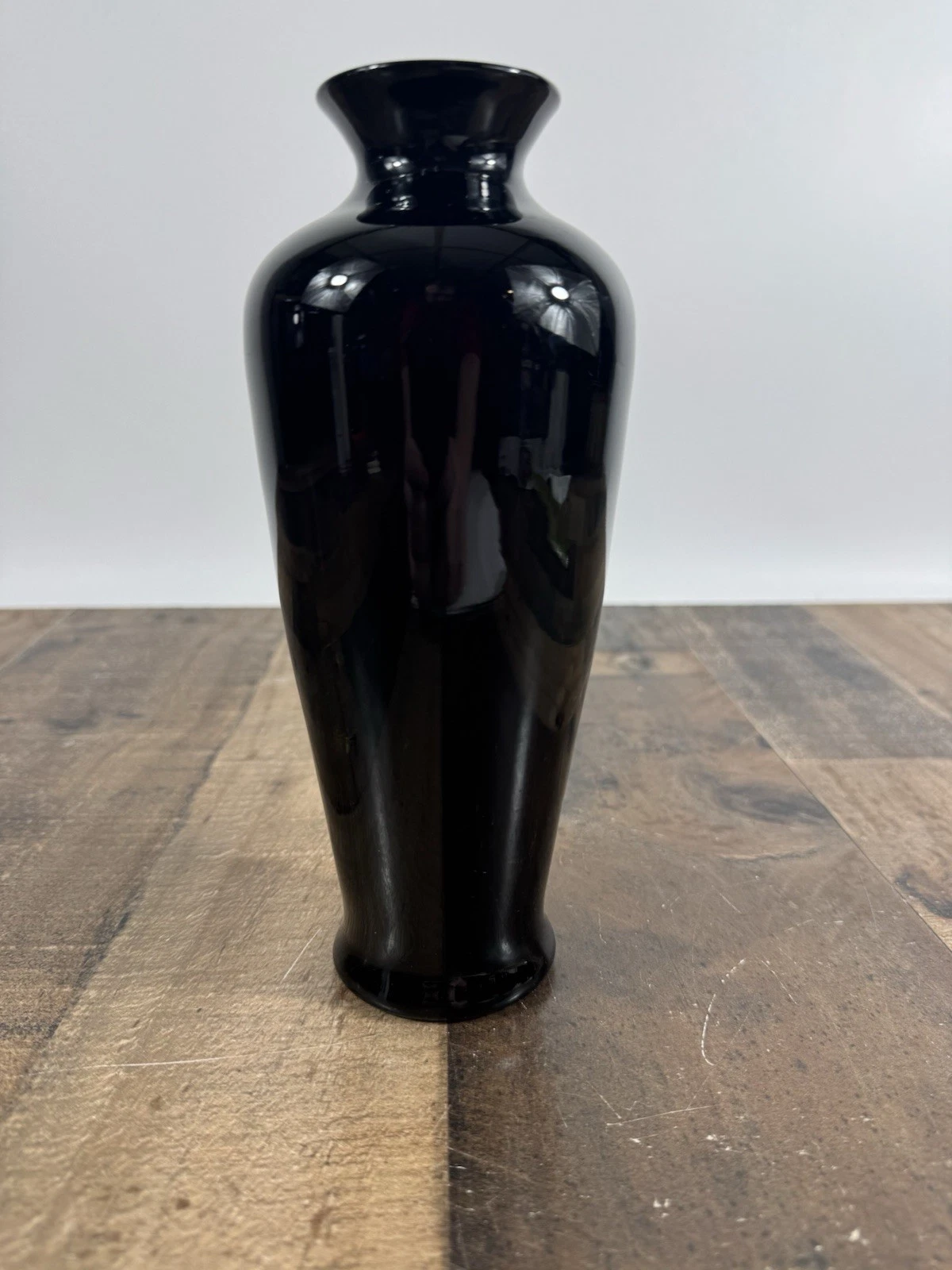 Vintage Black Amethyst Glass Urn-Shaped Vase