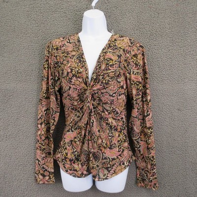 Isabel Marant Etoile Zekia Shirt Womens 34 Black Ochre Paisley Viscose Top