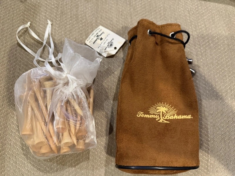 Tommy Bahama Golf Tees In Brown Suede Pouch NEW Old Stock With Tag.