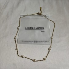 Louise Carter Gold Tone Station Chain Necklace, Round White Pearl Beads