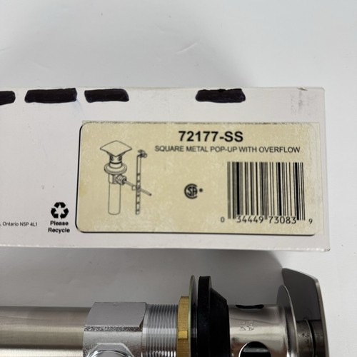 Delta 72177-SS Desbordamiento Pop-Up Cuadrado de Metal - Remodelación de Acero Inoxidable Hágalo Usted Mismo Baño Nuevo en Caja - Imagen 4 de 5