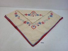 Deckchen Tischdecke alt antik Leinen bestickt Deko Küche 139x141cm #262932