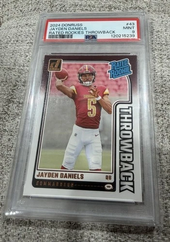 2024 Panini Donruss Rated Rookies Throwbacks Jayden Daniels #43 PSA 9