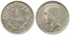 Belgium - 1 Franc 1911 - Albert I, French tekst, Silver