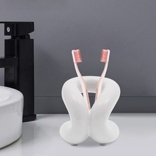 Creamy White Ceramic Holder Stand Modern Toothbrush Holder Makeup Brush Holder
