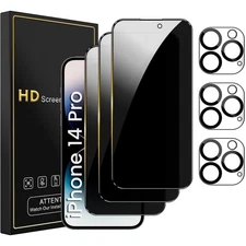3-Pack Privacy Screen Protector & Camera Lens for iPhone 14 Pro 6.1"