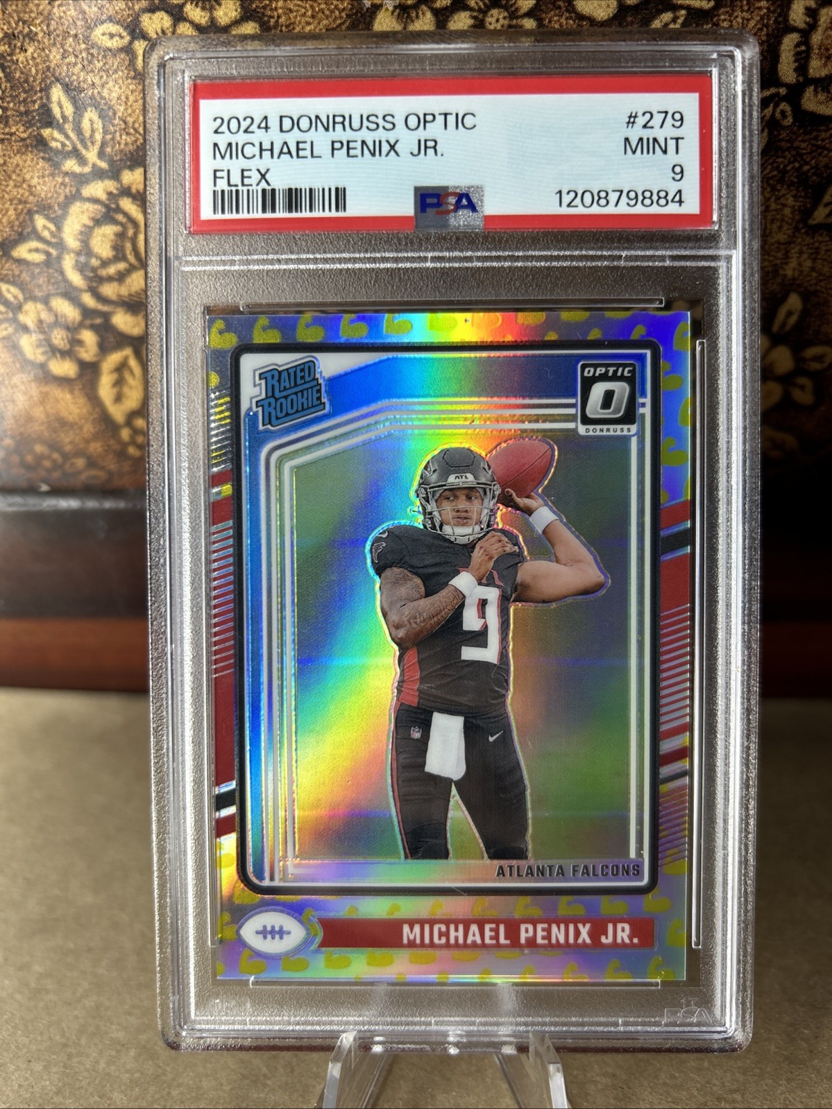 MICHAEL PENIX JR 2024 Panini Donruss Optic 279 Flex Prizm RC Rated /149 PSA 9