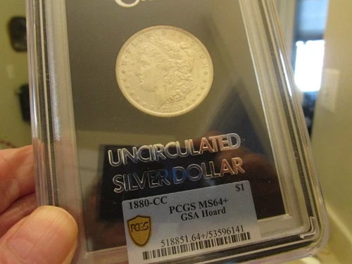 GEM QUALITY GSA ENCASED 1880-CC MORGAN DOL  PCGS MS 64+   A BETTER DATE WITH COA