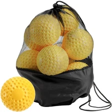 Tebery 12 Pack Yellow Dimpled Practice Balls, 12-Inch Pitching Machine Softba...