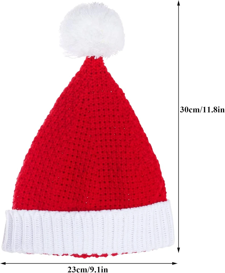Paquete de 2 gorros de Navidad para adultos cálidos tejidos Santa fiesta sombreros Foto 2 de 4