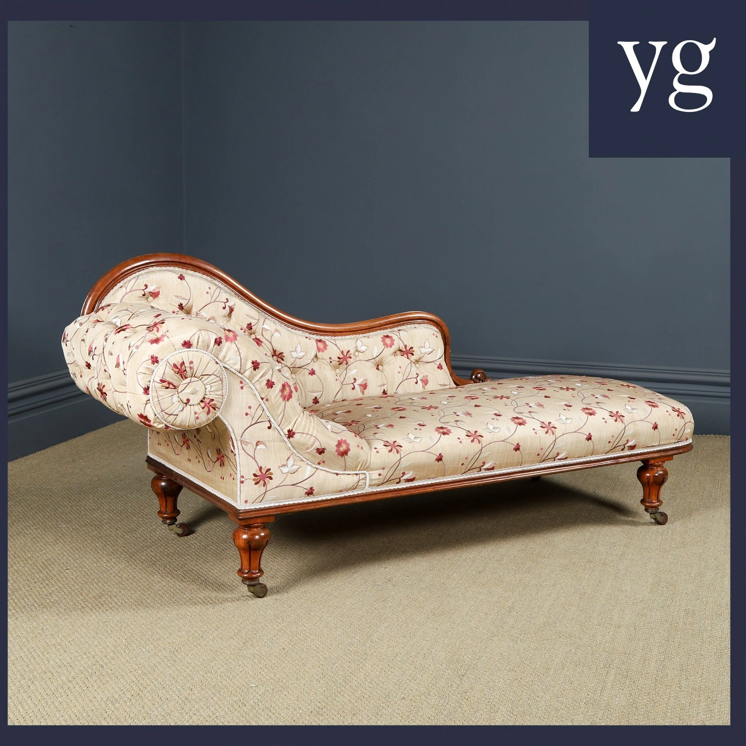 Antique English Victorian Chaise Longue / Day Bed / Settee / Couch C.1860
