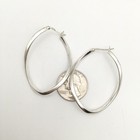 Vintage Sterling Silver 2” Twist Oval Hoop Earrings Marked 925 MWS 6.9g #00 — photo 6