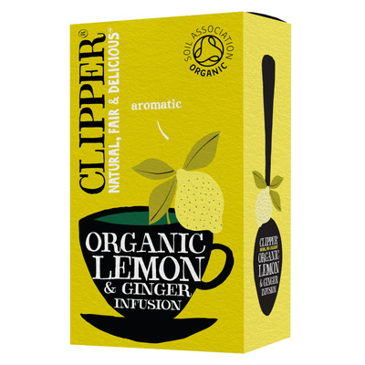 Organic Lemon Ginger Tea Bags 20 Count Herbal Hot or Iced Citrus Brew