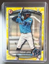 2025 Bowman Fabian Lopez Yellow Pattern Border /75 #BP-19 1st Prospect Marlins