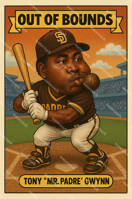 GX464 Tony Gwynn SD Padres Out of Bounds 4x6 12x18 16x24 Photo