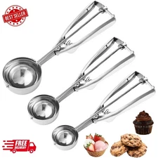 Cookie Scoop,Set of 3 Cookie Dough Scoops for Baking 1 Tbsp,2 Tbsp,3 Tbsp,Stainl