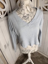 ALO YOGA Muse Ribbed Crop Pullover Blue Skies Heather Oversized Small