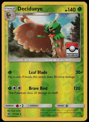 Decidueye 11/149 Reverse Holo Pokemon League Promo Sun & Moon Pokemon TCG NM