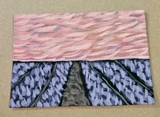 ACEO Lavender Field w/ Pink Abstract Sunset Original Art Acrylic on Paper Signed