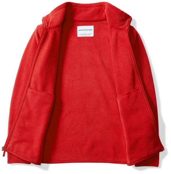 Amazon Essentials Jungen Fleecejacke ReißVerschluss Stehkragen Rot Gr. 8 Jahre-image