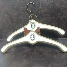 Set 2 Vtg 1940  s Hollywood Regency MCM Wooden Hangers Cameo Cream Gold