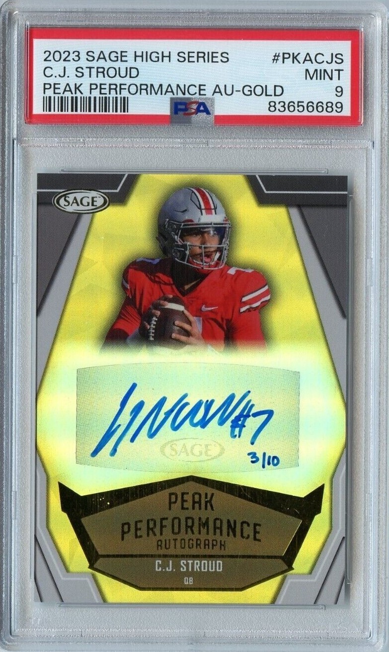 CJ Stroud Sage High Series Peak Performance Autographs #PKACJS Gold