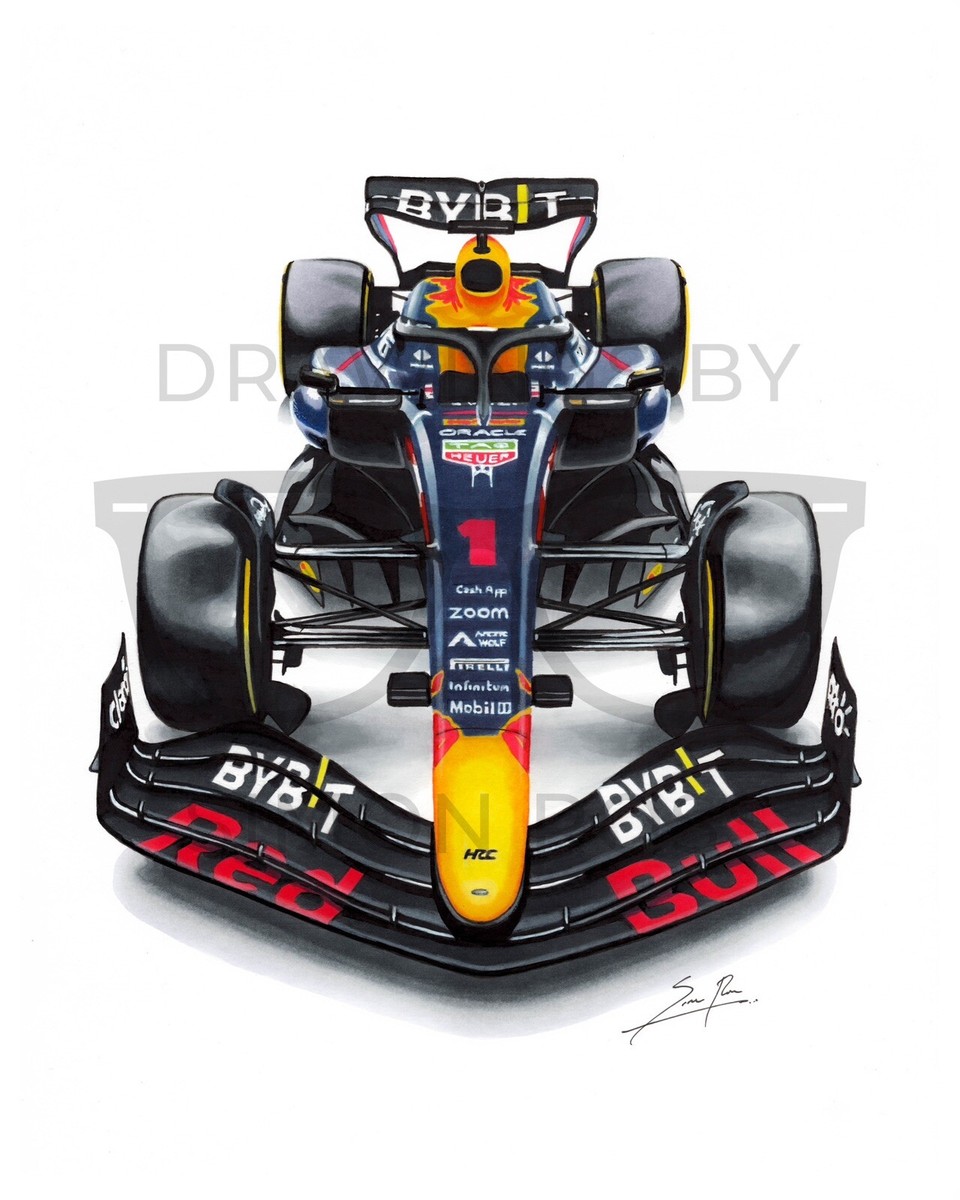 t*a様 Red Bull Racing × MAX VERSTAPPEN ビン Red Bull Formula 1 F1 Max Verstappen (A3 ORIGINAL DRAWING) | eBay